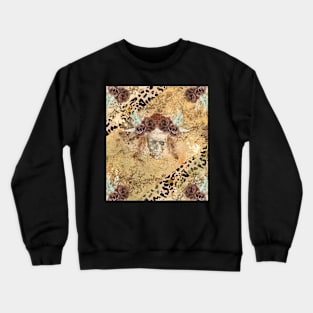 Leopard print skull and flowers Crewneck Sweatshirt